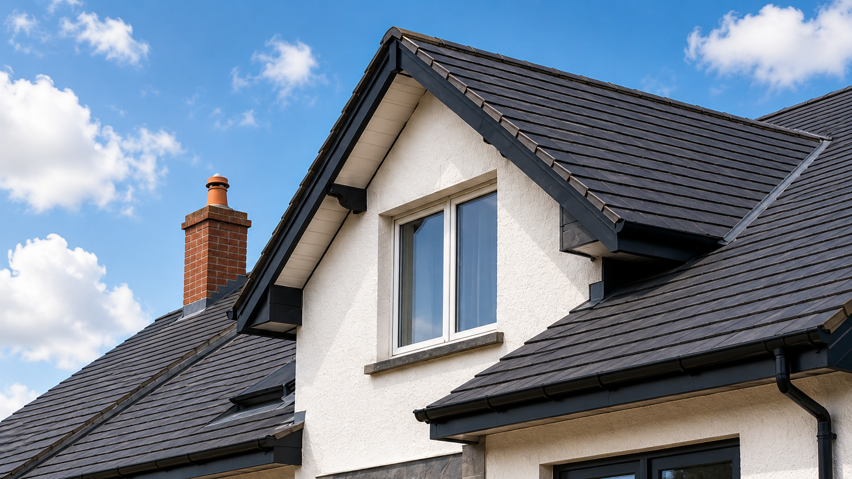 Modern tiled roof on a residential home